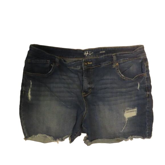 Style&co. Pants - Style & Co Blue Shorts Womens Jean Raw Hem Cotton Distressed Denim Size 16W